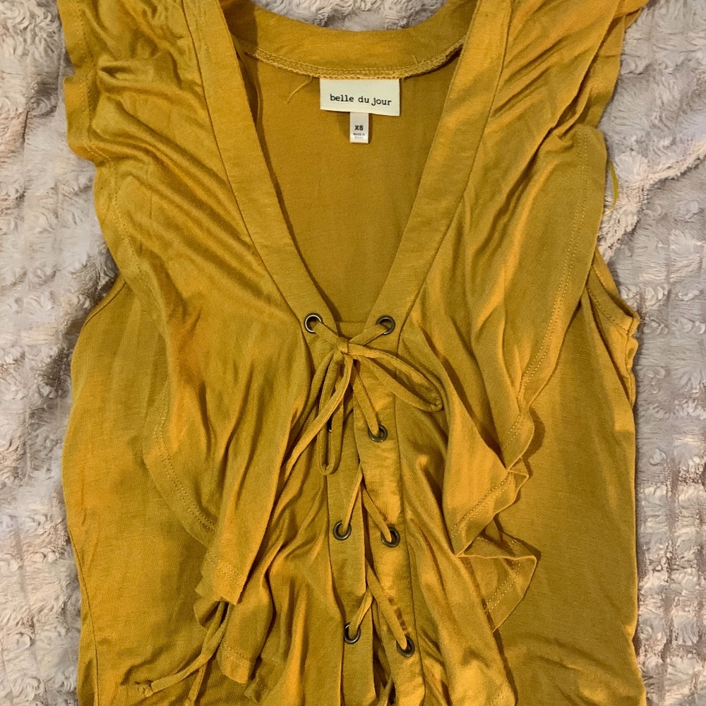 Mustard Lace Front Crop Top